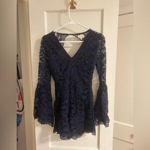 Elegant Navy Lace Women's Romper